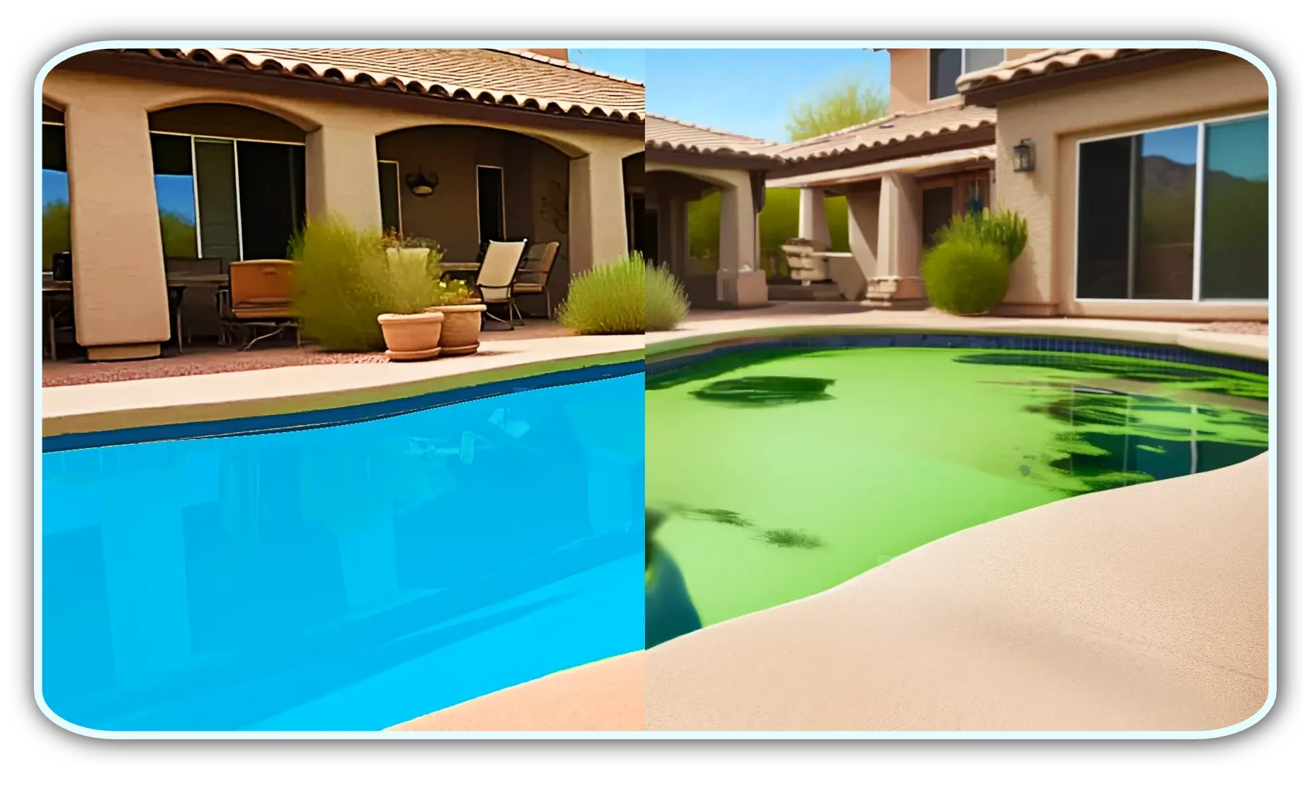 Pool Algae Treatment Before and After Example